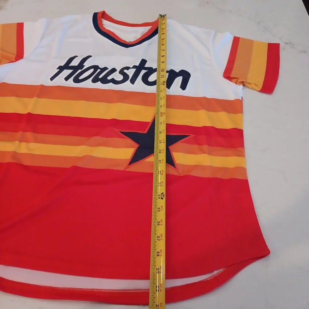 New! Nolan Ryan Houston Astros Orange Rainbow Baseball Jersey Adult Men's Medium